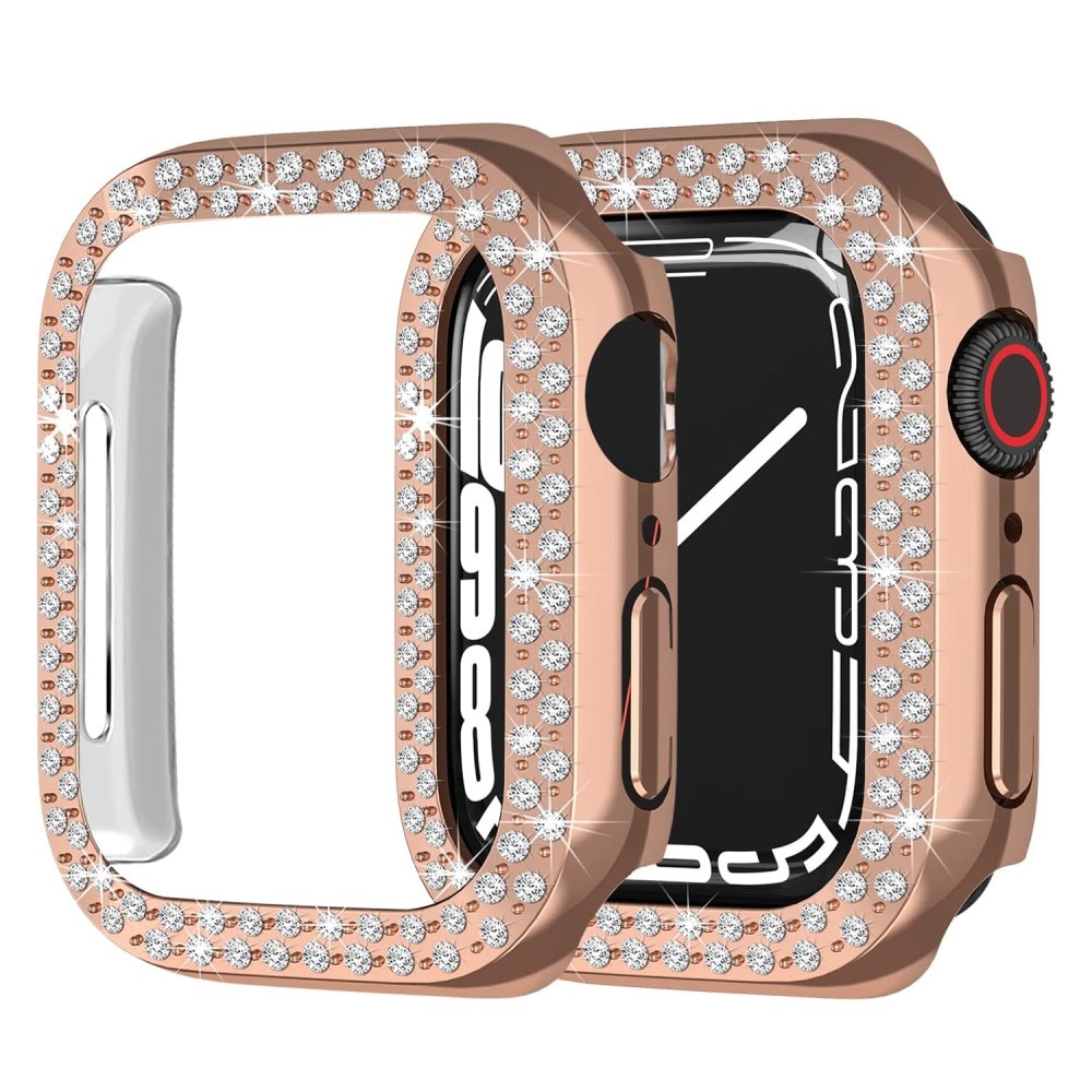 Funda Rhinestone Apple Watch 45mm Series 8 Oro rosa