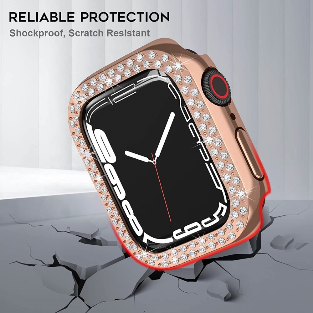 Funda Rhinestone Apple Watch 45mm Series 8 Oro rosa