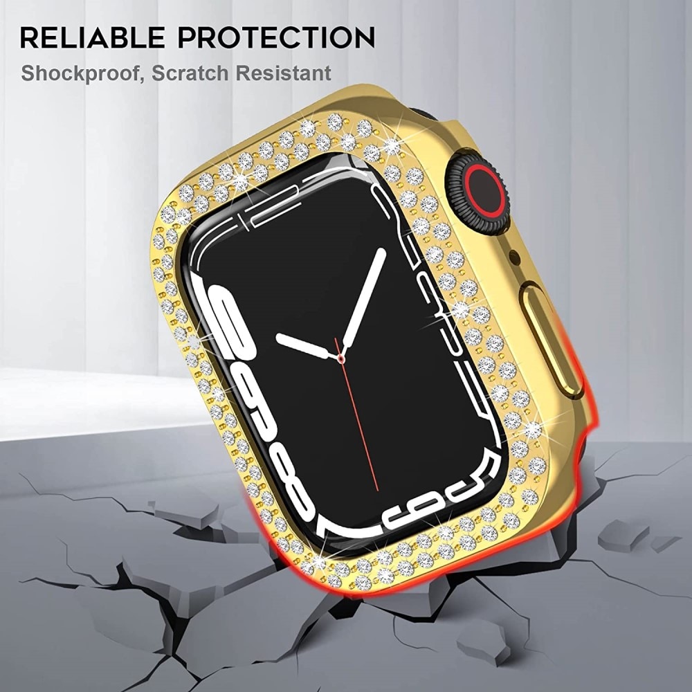 Funda Rhinestone Apple Watch 45mm Series 8 Oro