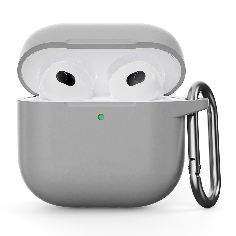 Funda de silicona con mosquetón Apple AirPods 4 gris