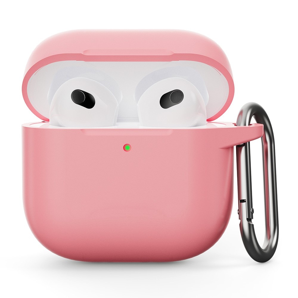 Funda de silicona con mosquetón Apple AirPods 4 rosado