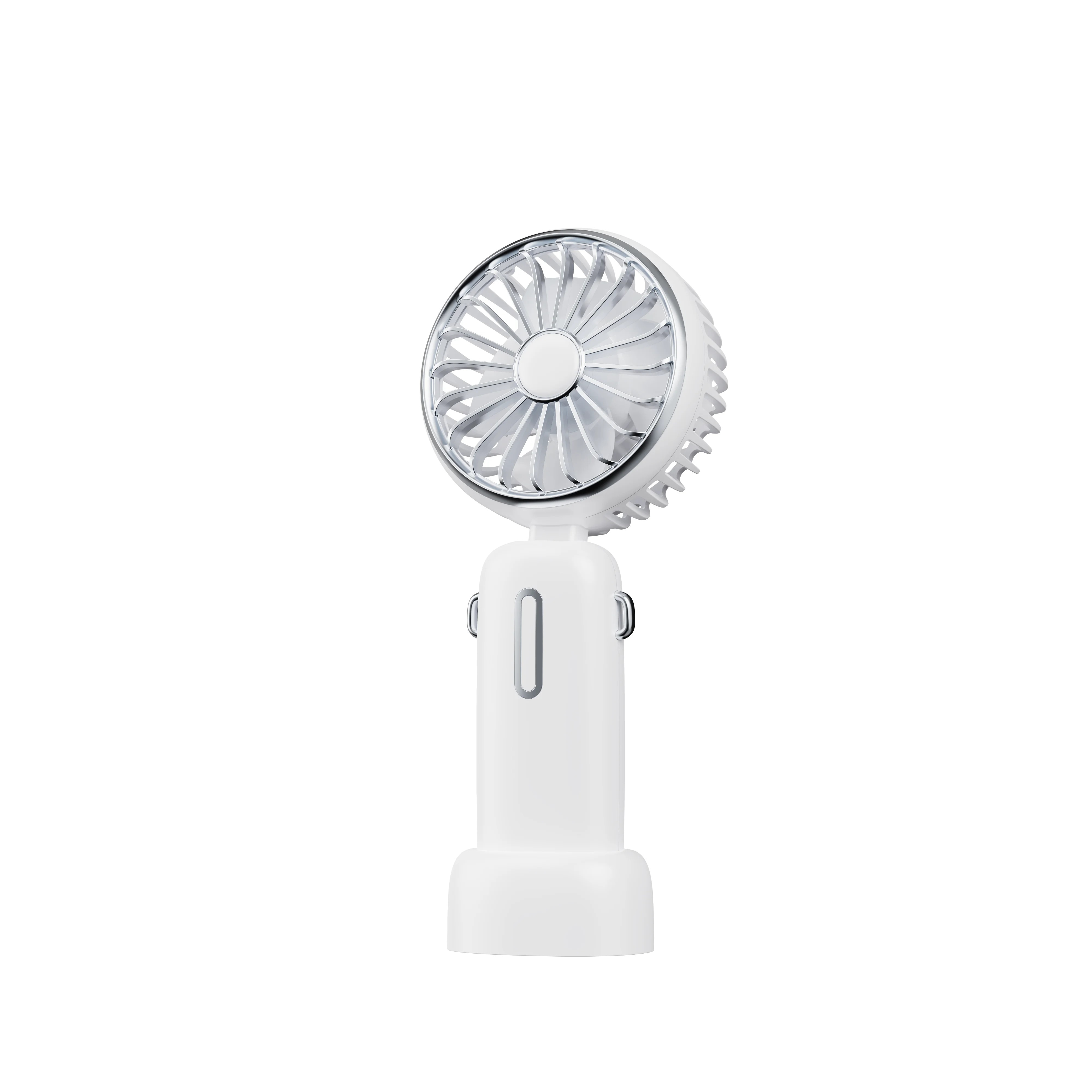 Ventilador portátil con correa y soporte, blanco