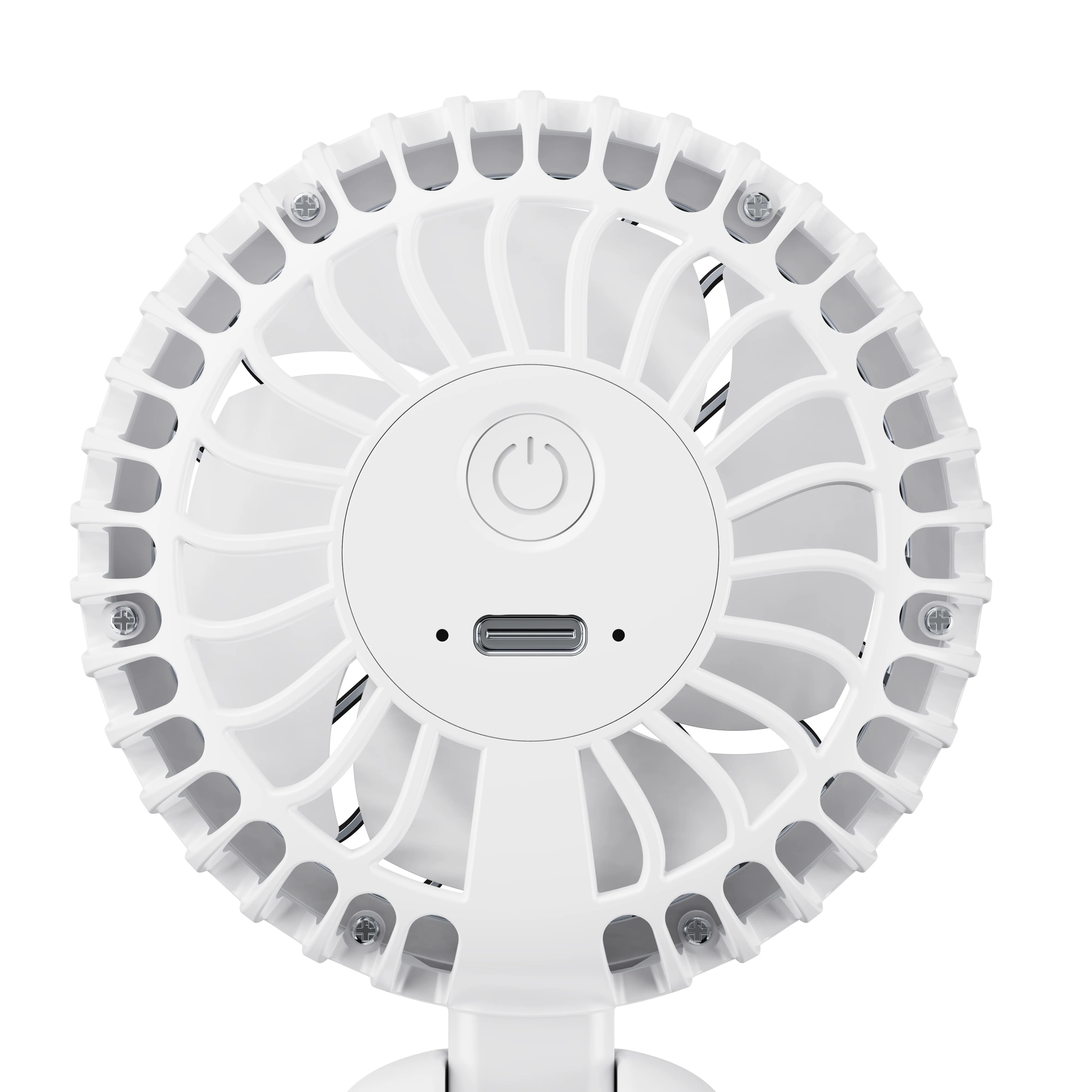 Ventilador portátil con correa y soporte, blanco