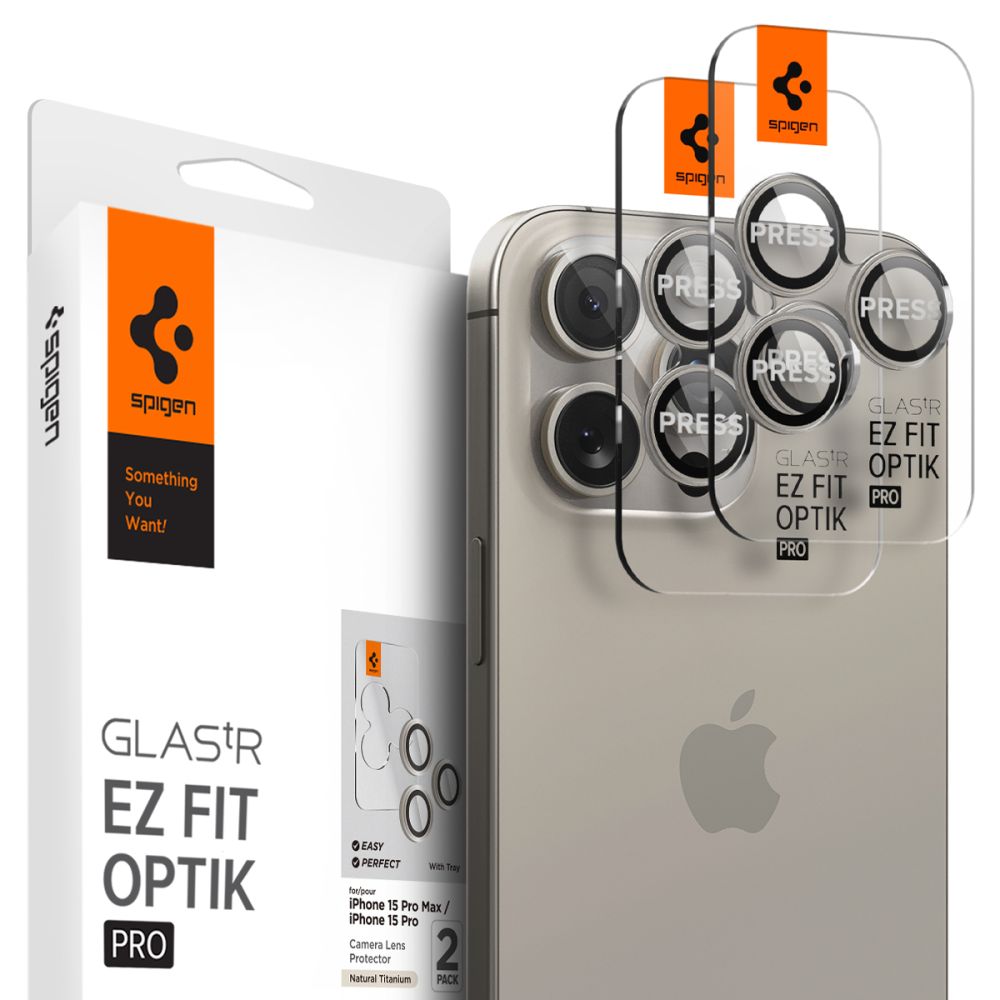 Spigen EZ Fit Optik Pro Lens Protector iPhone 15 Pro Max (2 piezas) Natural  Titanium - Comprar online