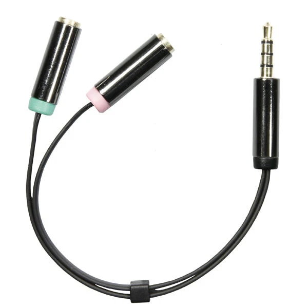 Adaptador de 3,5 mm macho a 2x hembra negro