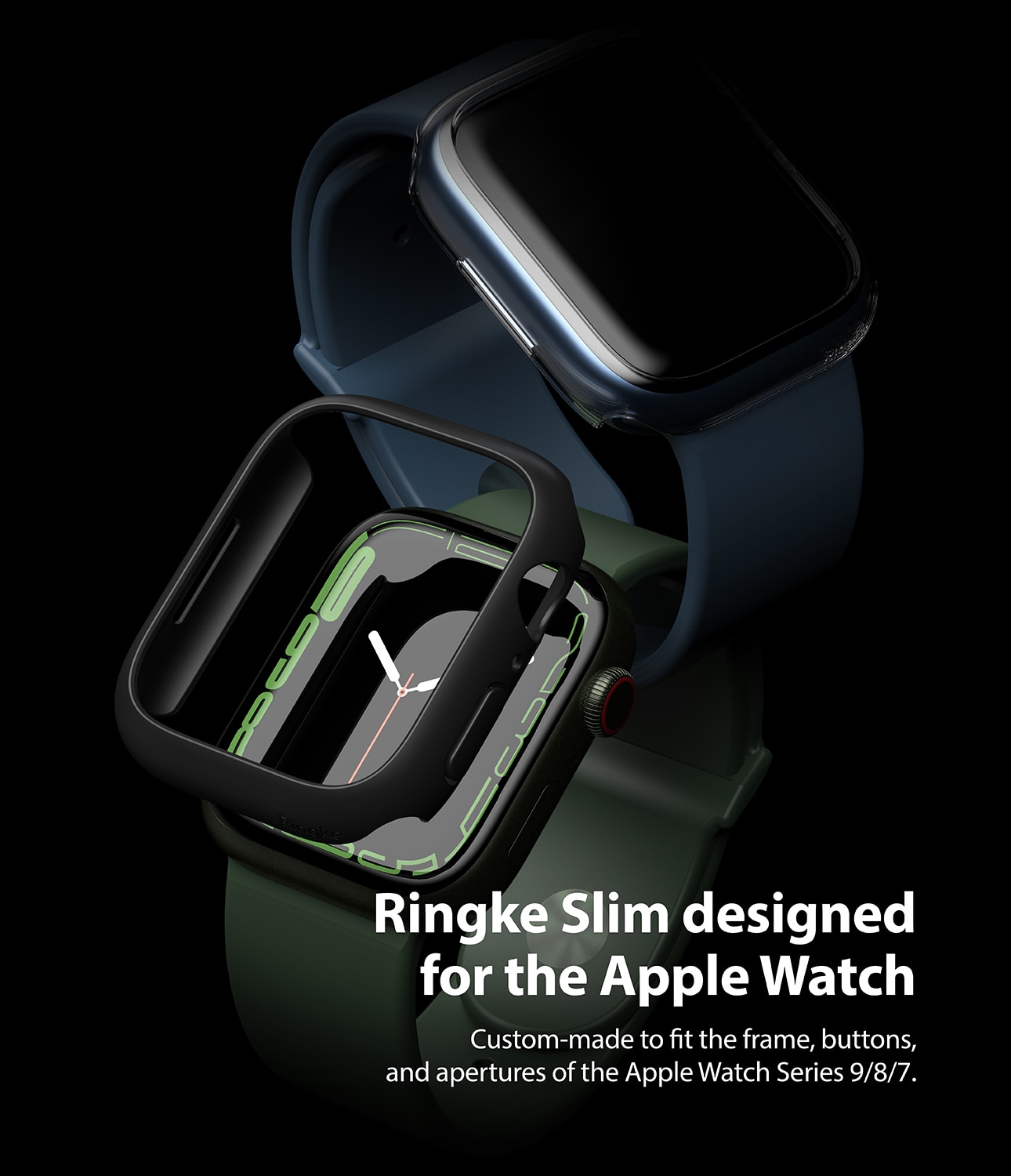 Funda Slim (2 piezas) Apple Watch 41mm Series 9 Matte Black & Clear