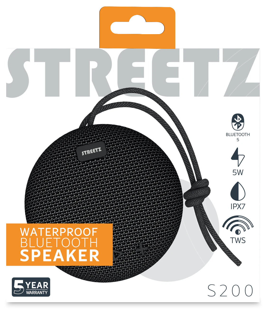 Altavoz Bluetooth portátil impermeable, negro