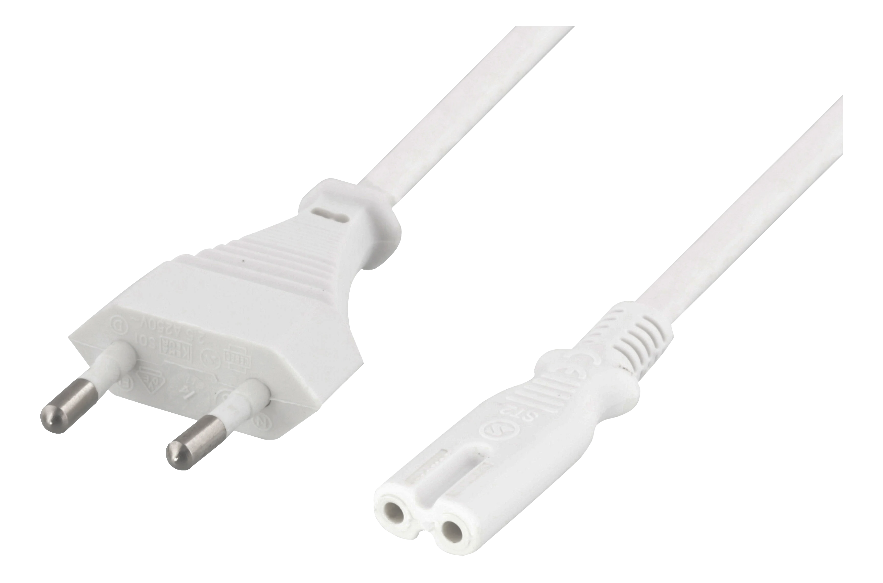 Cable de alimentación recto CEE 7/16 a IEC C7 1 m blanco