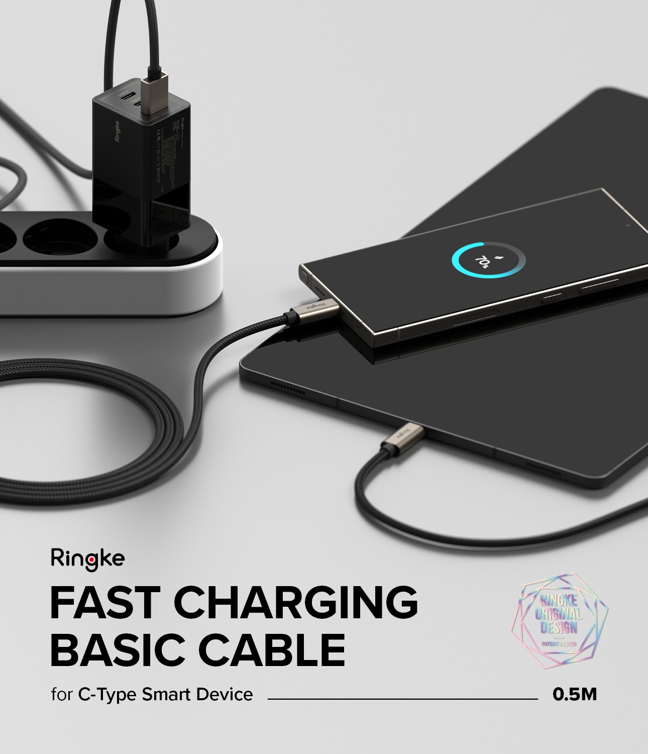 Fast Charging Basic Cable USB-A -> USB-C 0,5m, negro