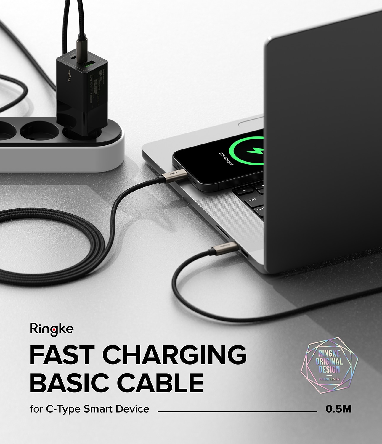 Fast Charging Basic Cable USB-C -> USB-C 0,5m, negro