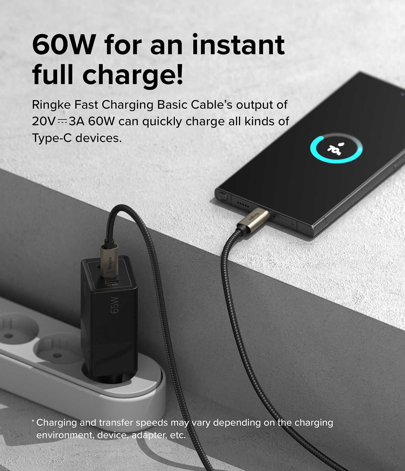 Fast Charging Basic Cable USB-C -> USB-C 0,5m, negro