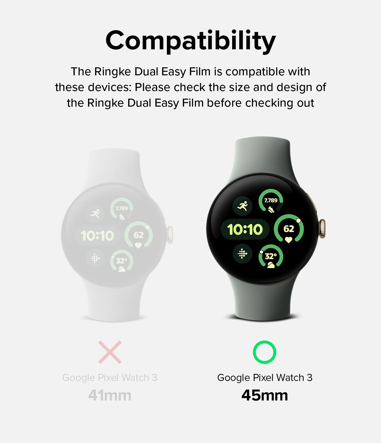 Dual Easy Screen Protector (3 piezas) Google Pixel Watch 3 45mm