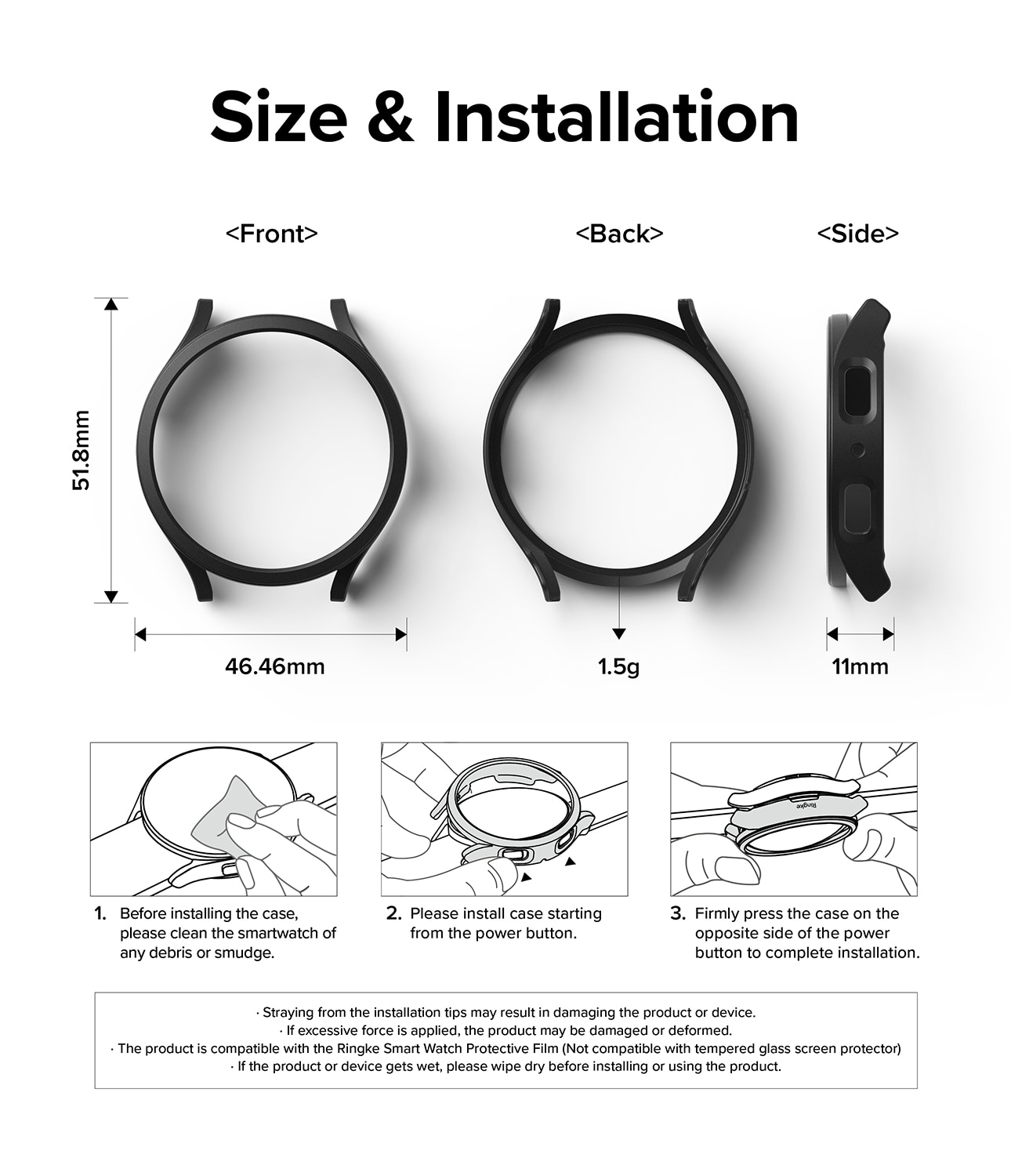 Funda Slim (2 piezas) Galaxy Watch 6 44mm Matte Black & Clear