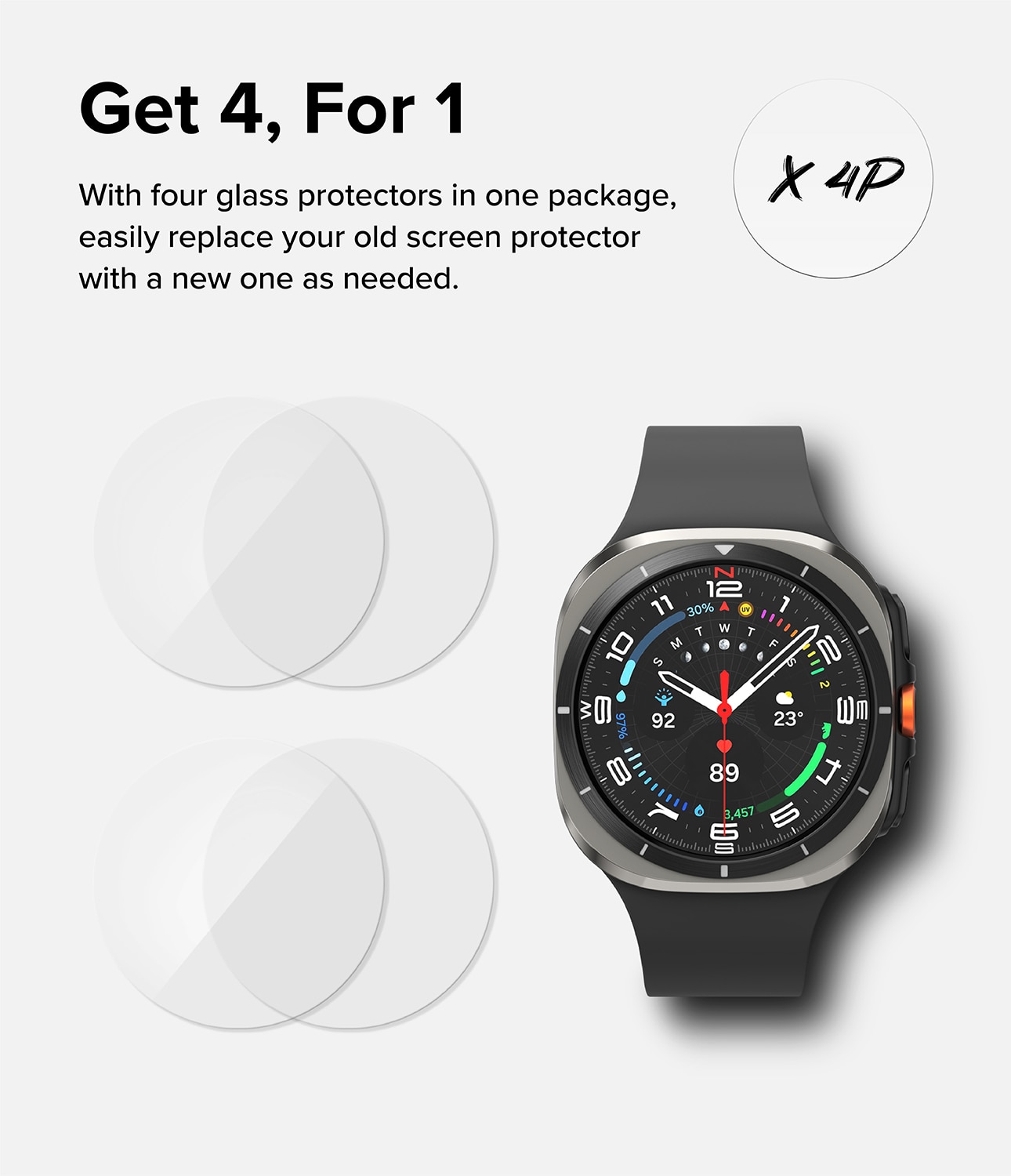 Screen Tempered Glass (4-pack) Samsung Galaxy Watch Ultra 47mm