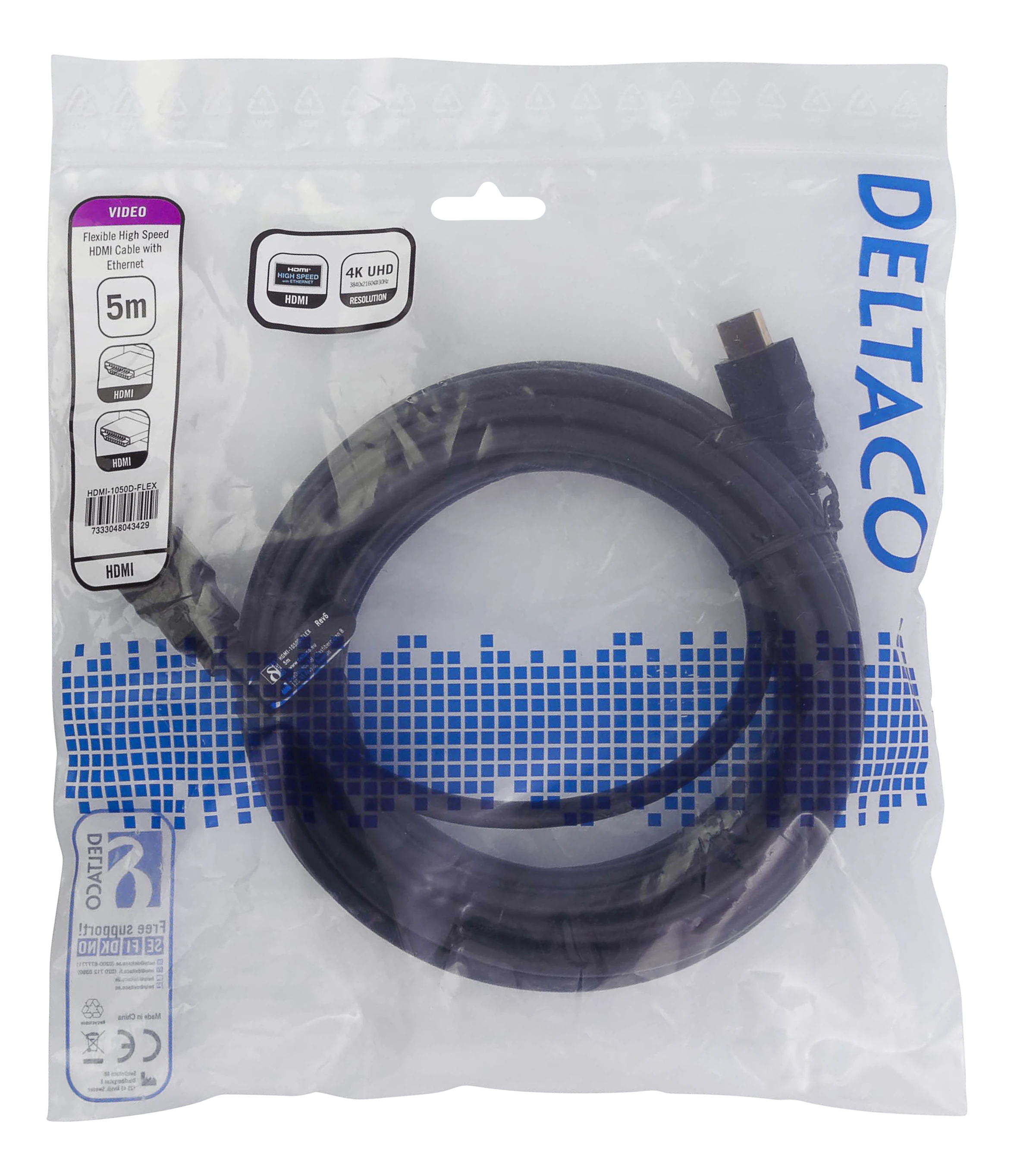 Cable HDMI flexible de alta velocidad 4K UHD 30Hz 5m