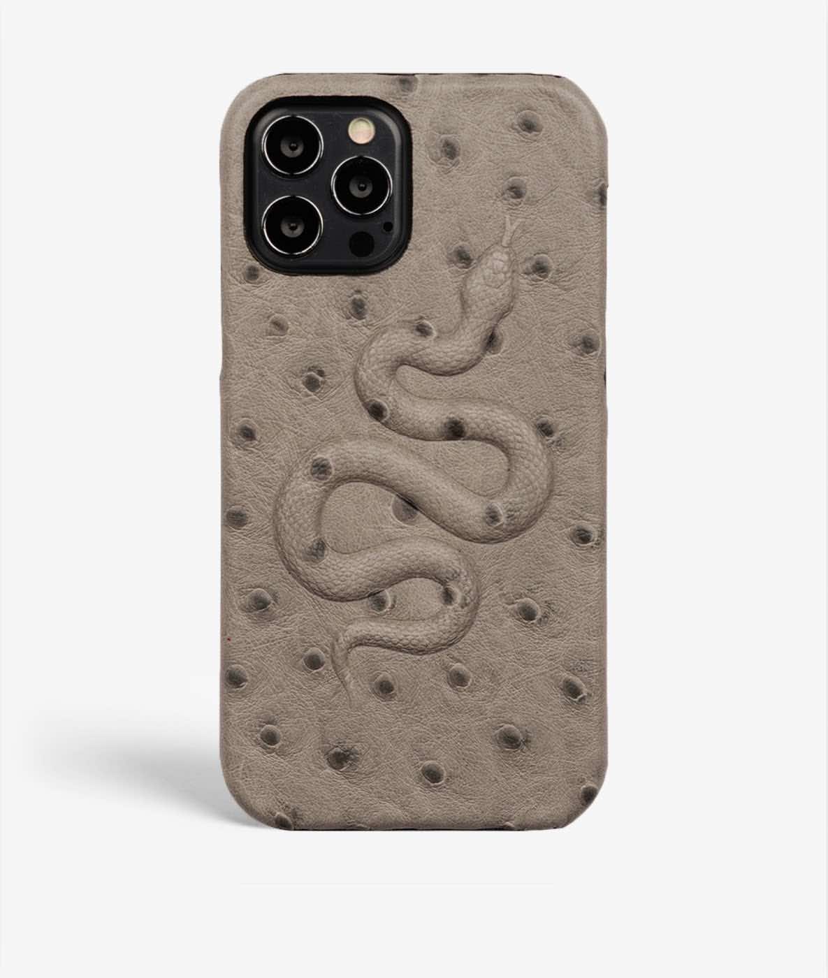 Funda iPhone 13 Pro Max Snake Ostrich Grey