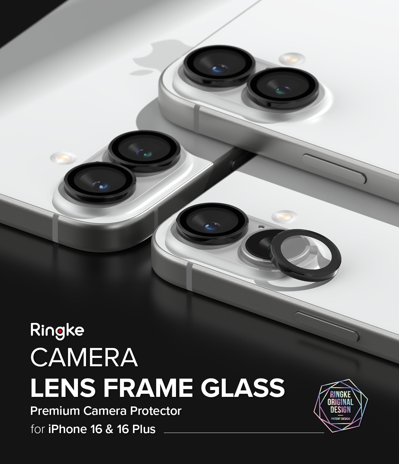 Camera Lens Frame Glass (2 piezas) iPhone 16 Plus Black