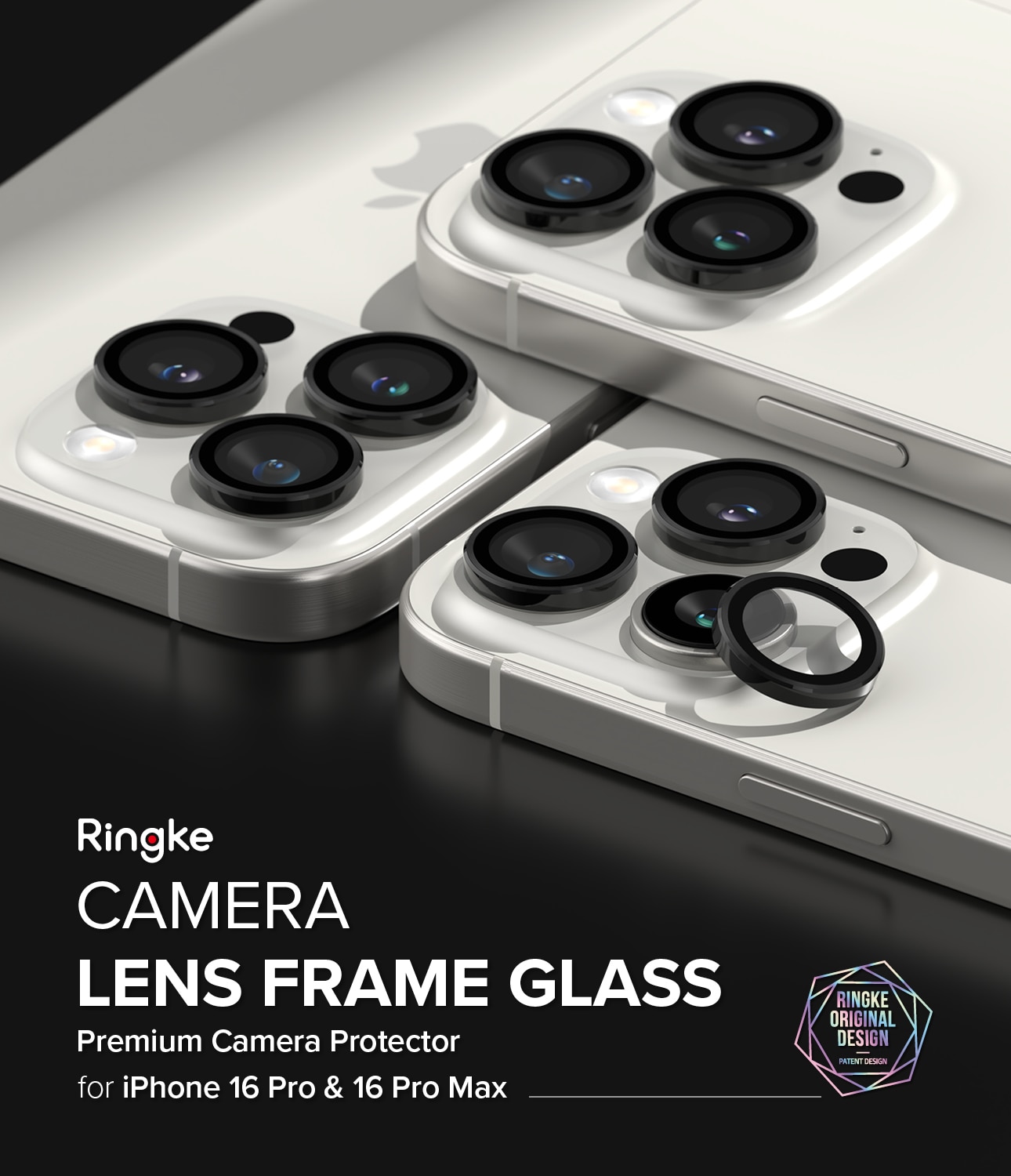 Camera Lens Frame Glass (2 piezas) iPhone 16 Pro Max Black