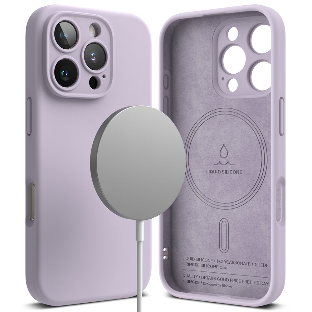 Silicone Magnetic Funda iPhone 16 Pro Light Purple