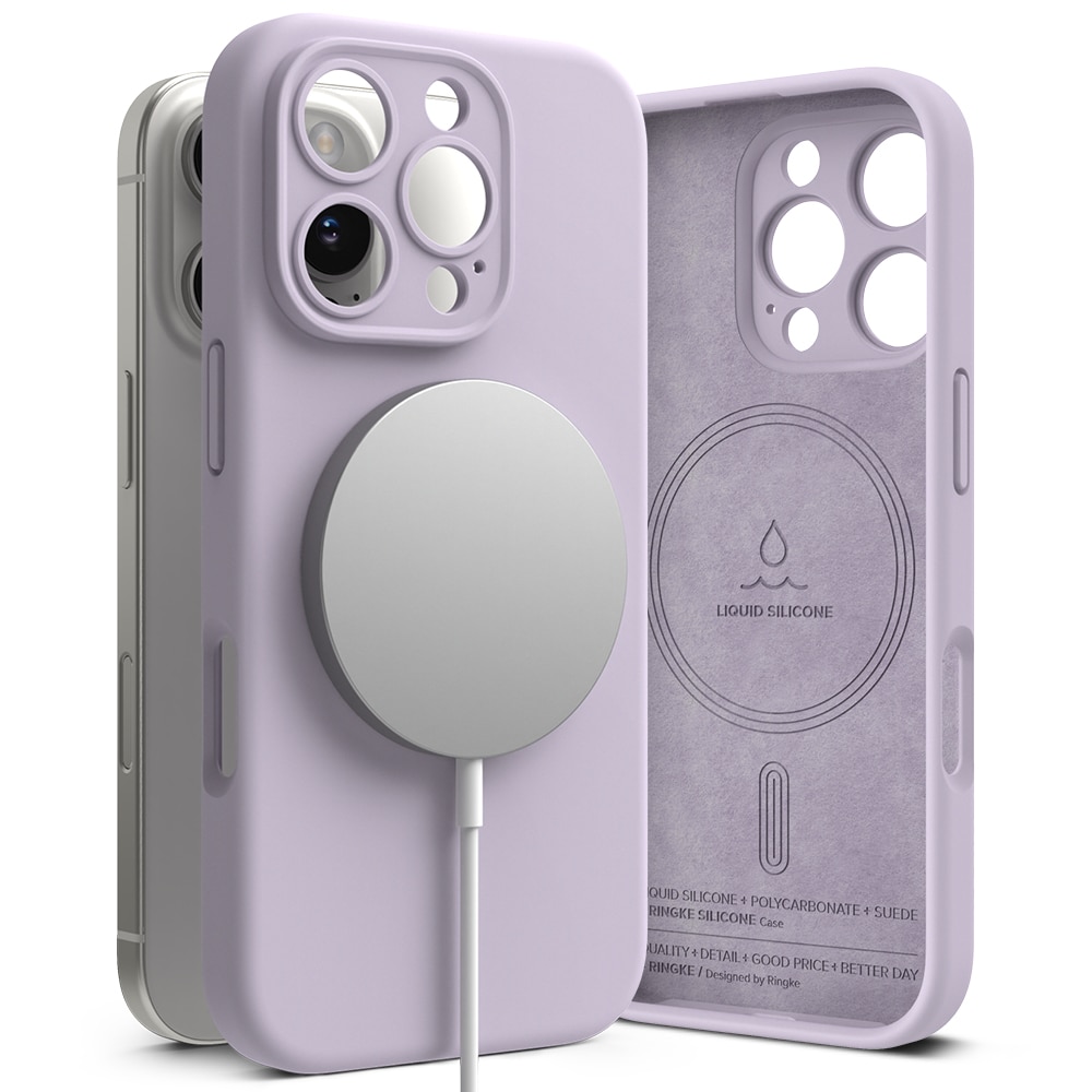 Silicone Magnetic Funda iPhone 16 Pro Light Purple