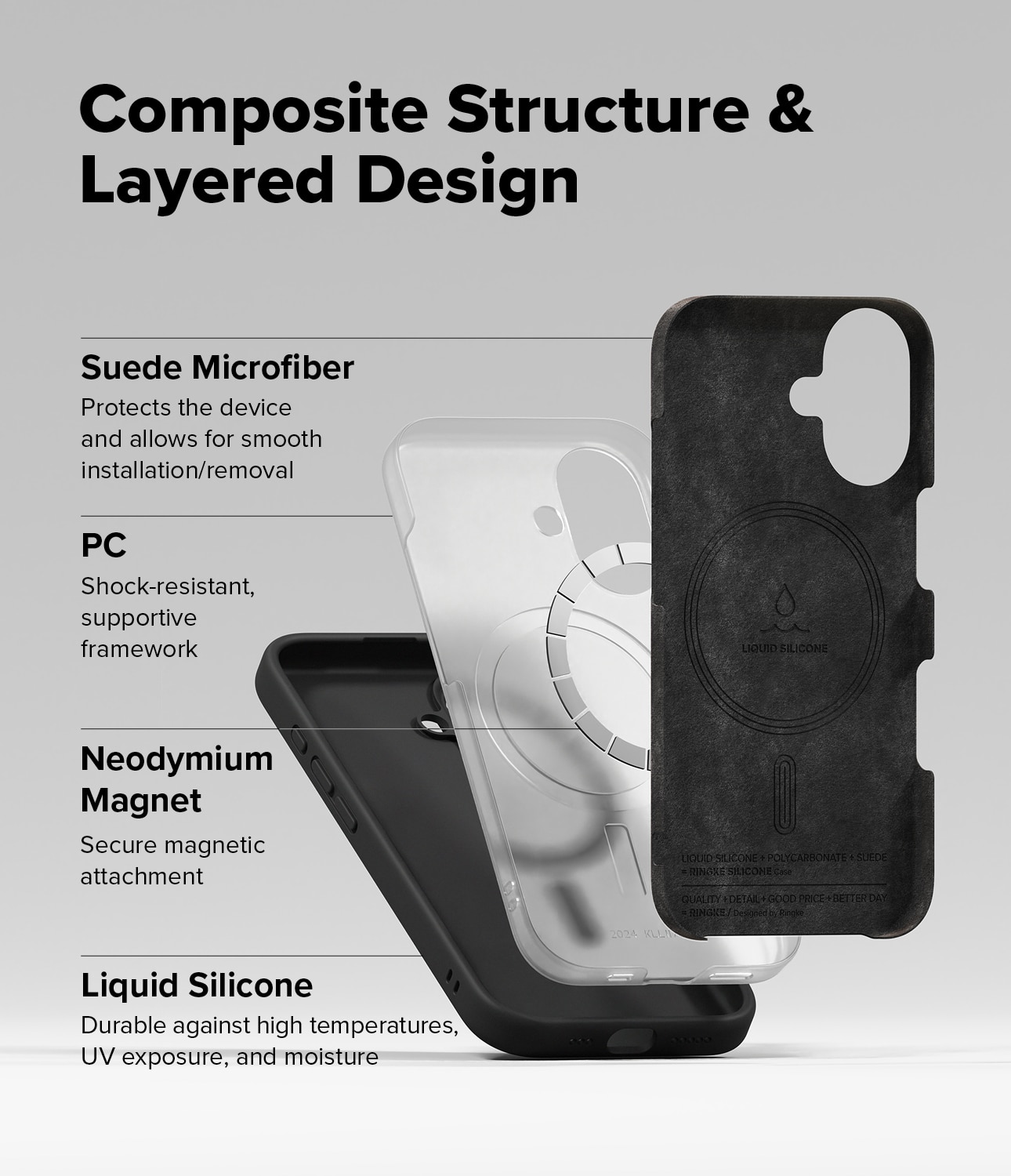 Silicone Magnetic Funda iPhone 16 Black