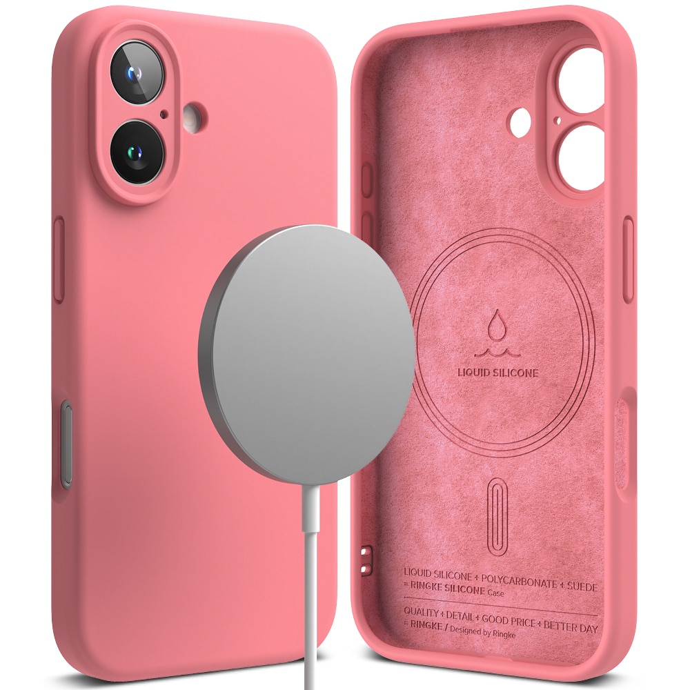 Silicone Magnetic Funda iPhone 16 Pink