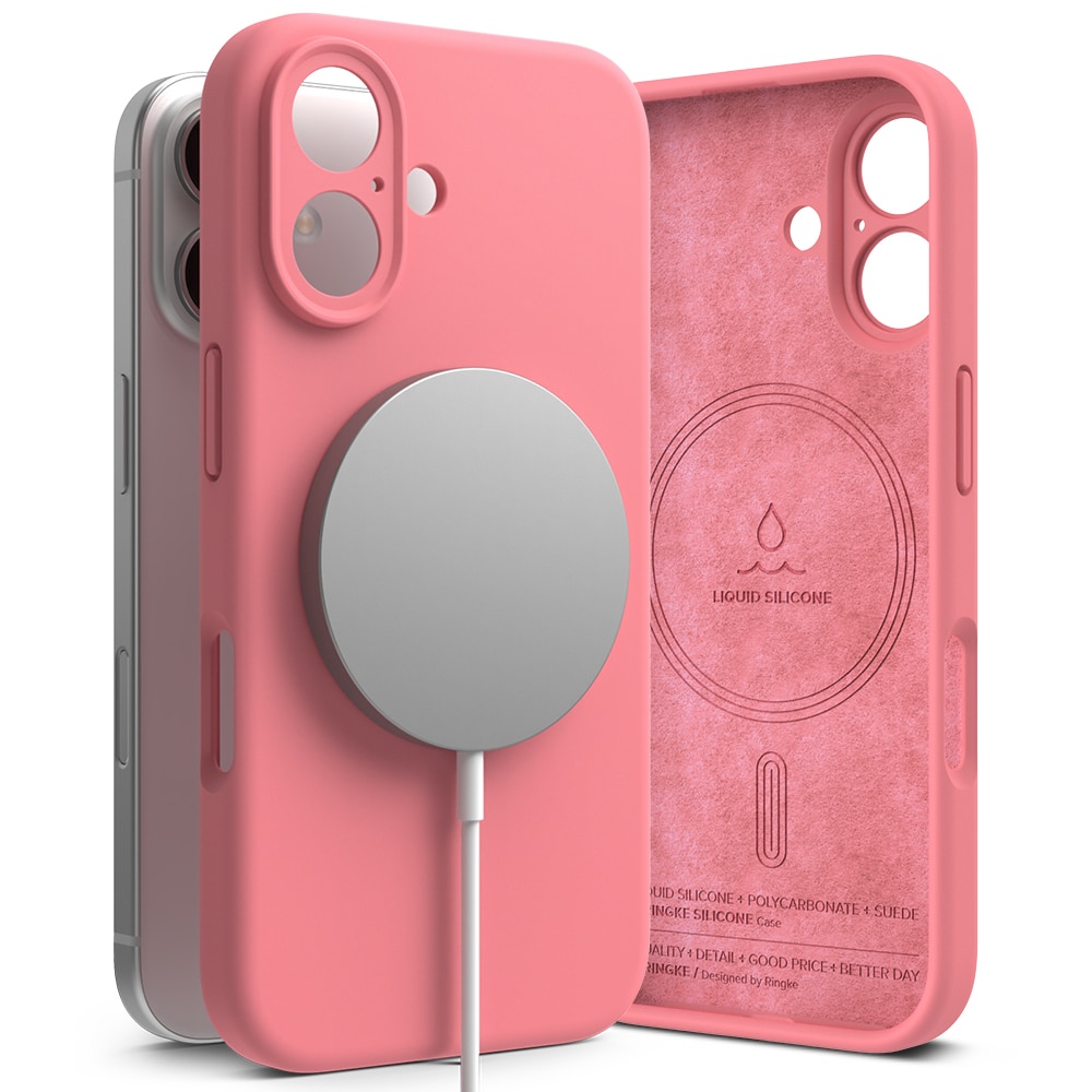 Silicone Magnetic Funda iPhone 16 Pink