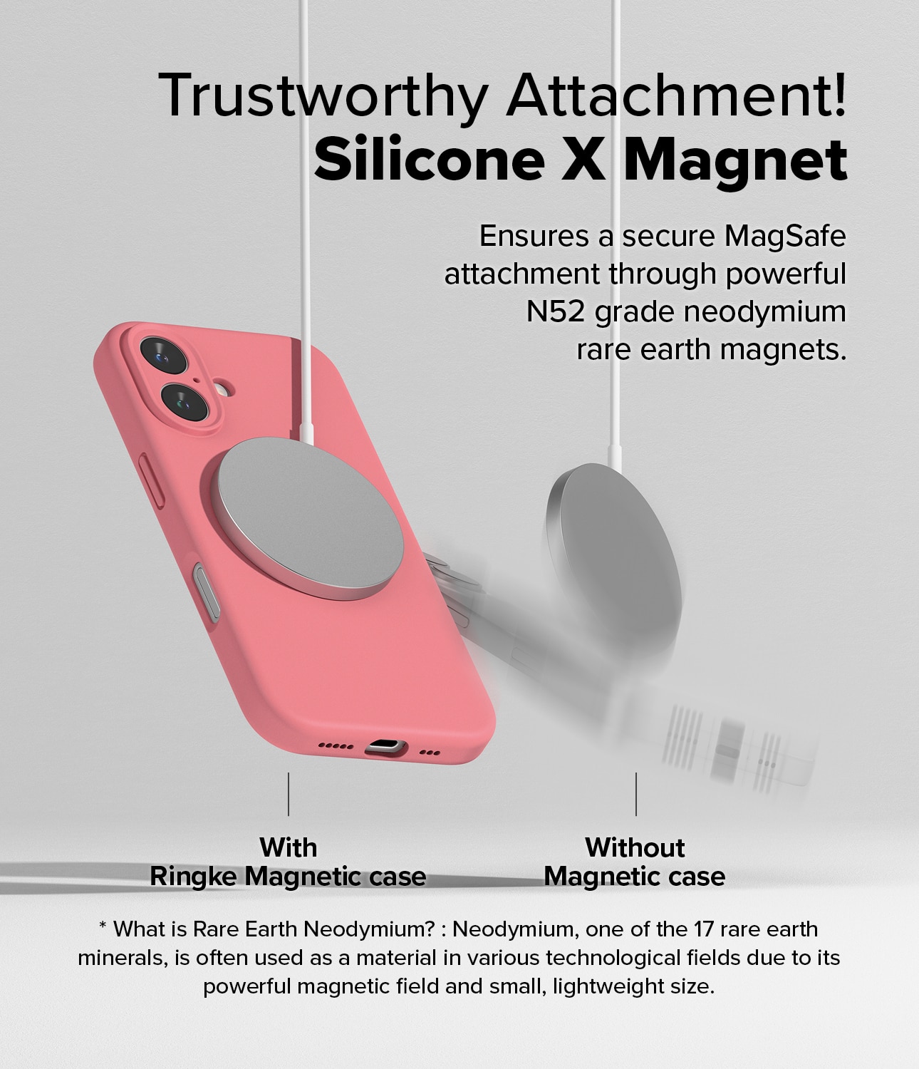 Silicone Magnetic Funda iPhone 16 Pink