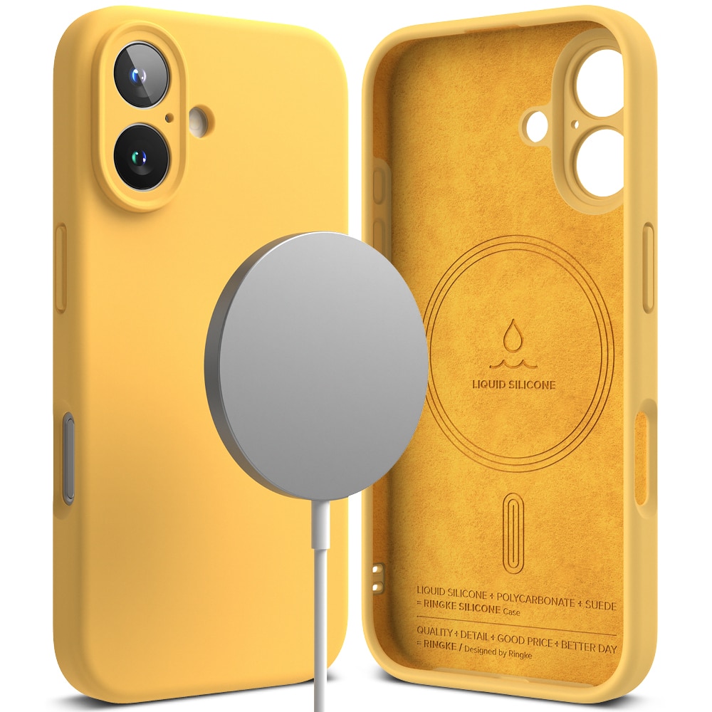 Silicone Magnetic Funda iPhone 16 Yellow