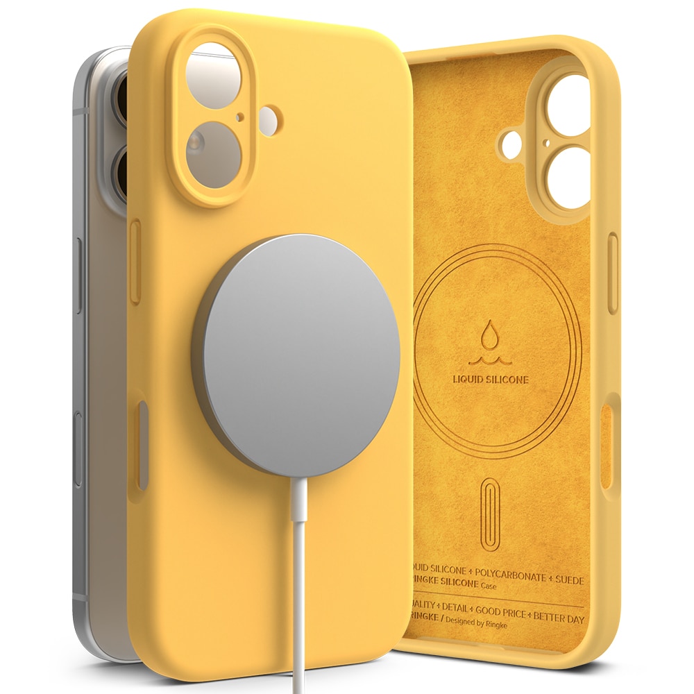 Silicone Magnetic Funda iPhone 16 Yellow