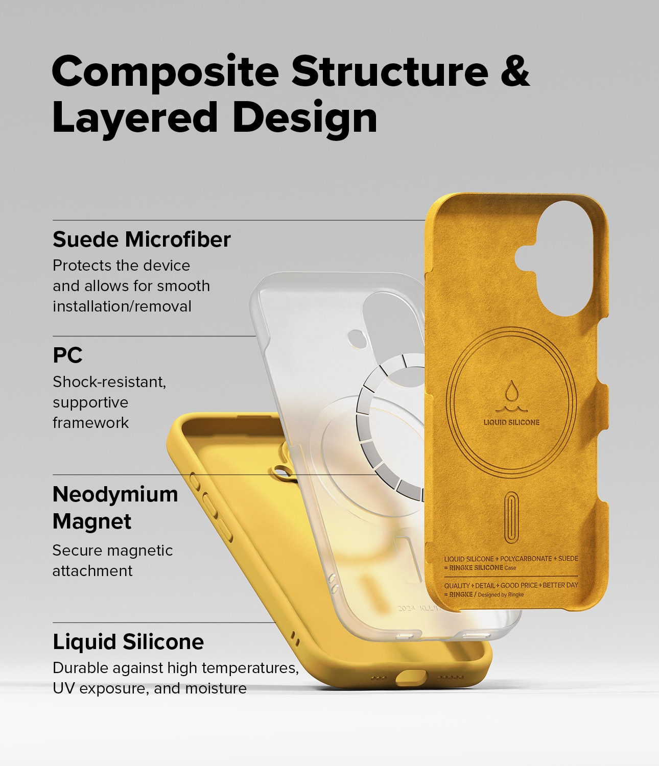 Silicone Magnetic Funda iPhone 16 Yellow