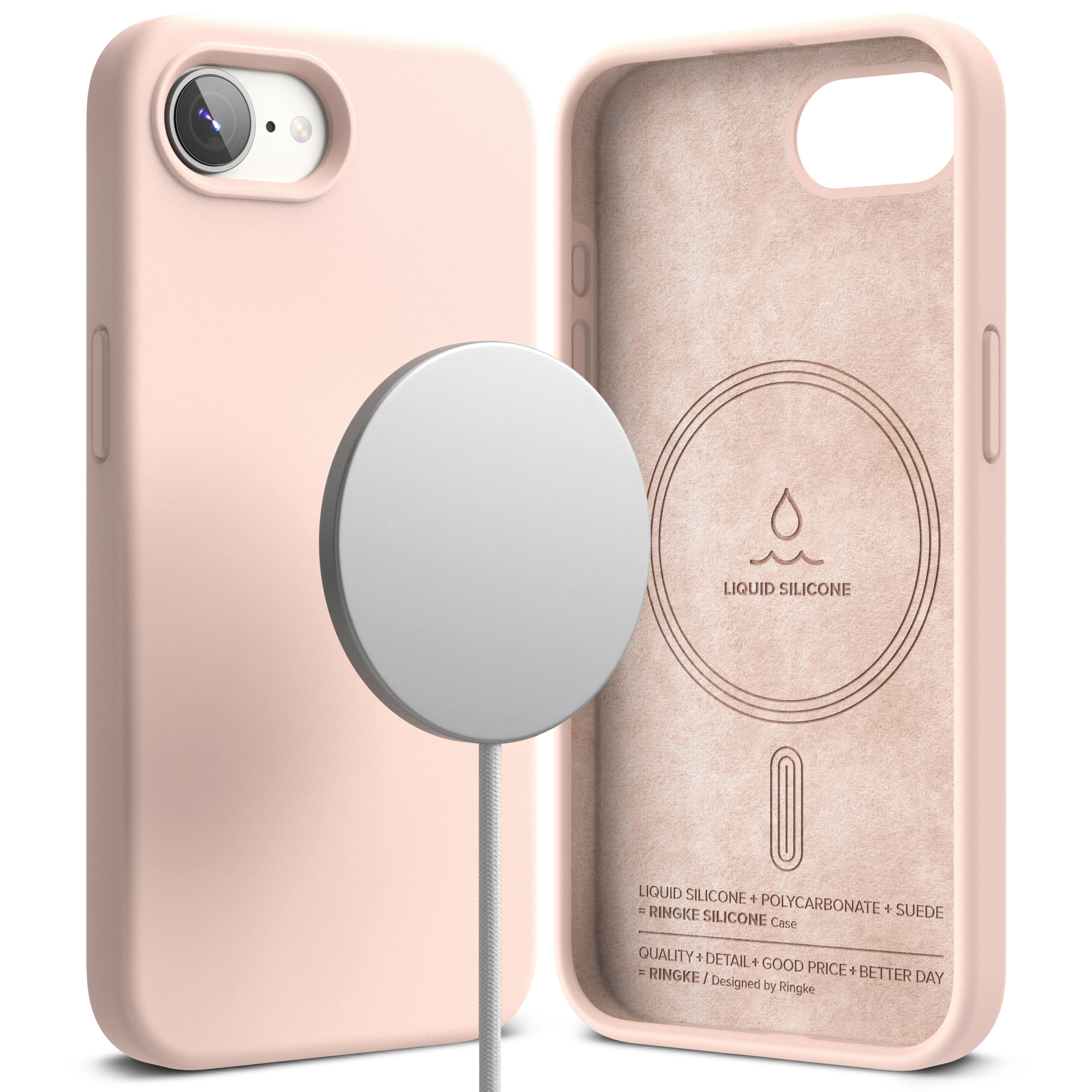 Silicone Magnetic Funda iPhone SE 4 Pink Sand