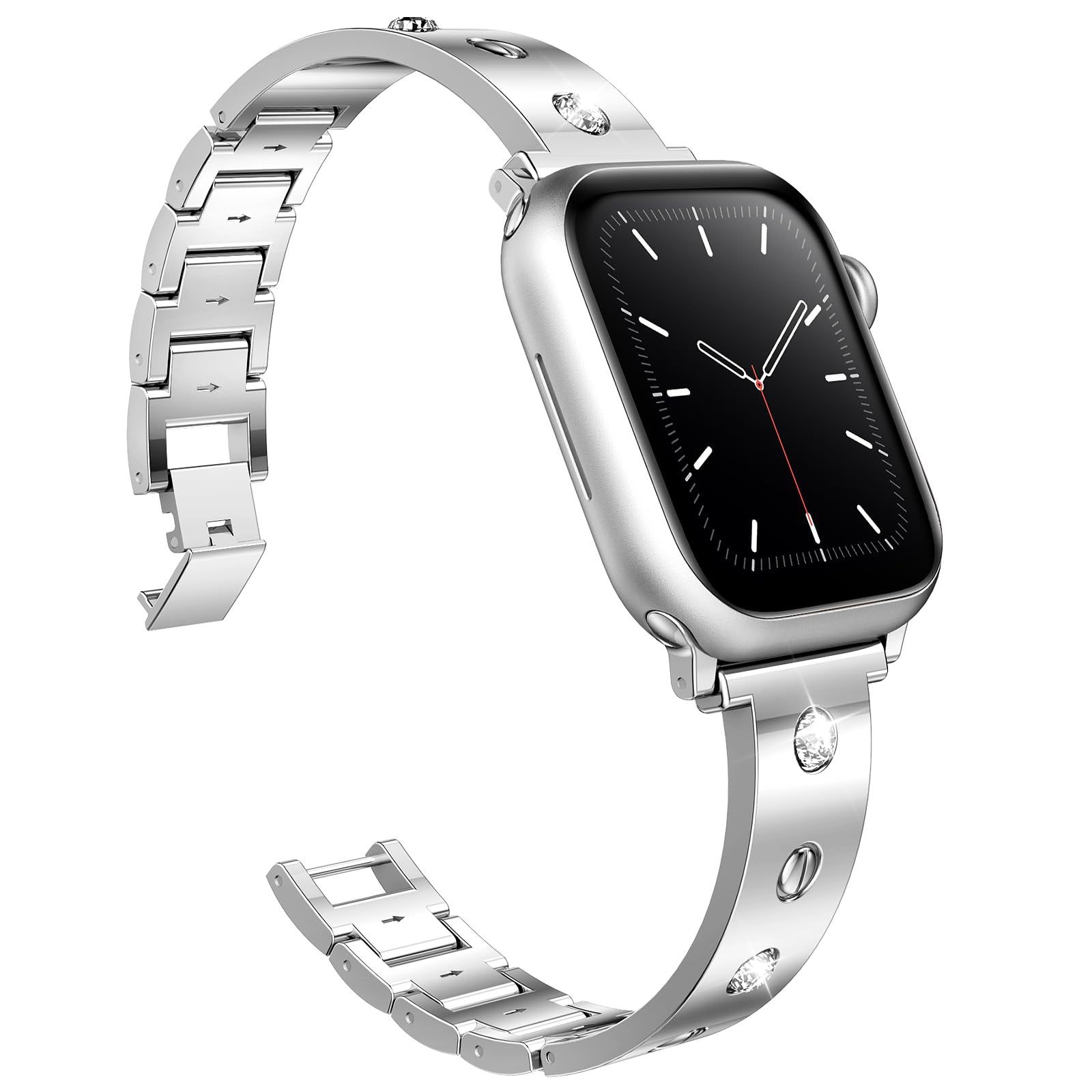 Correa Bangle Diamond Apple Watch 41mm Series 9, plata