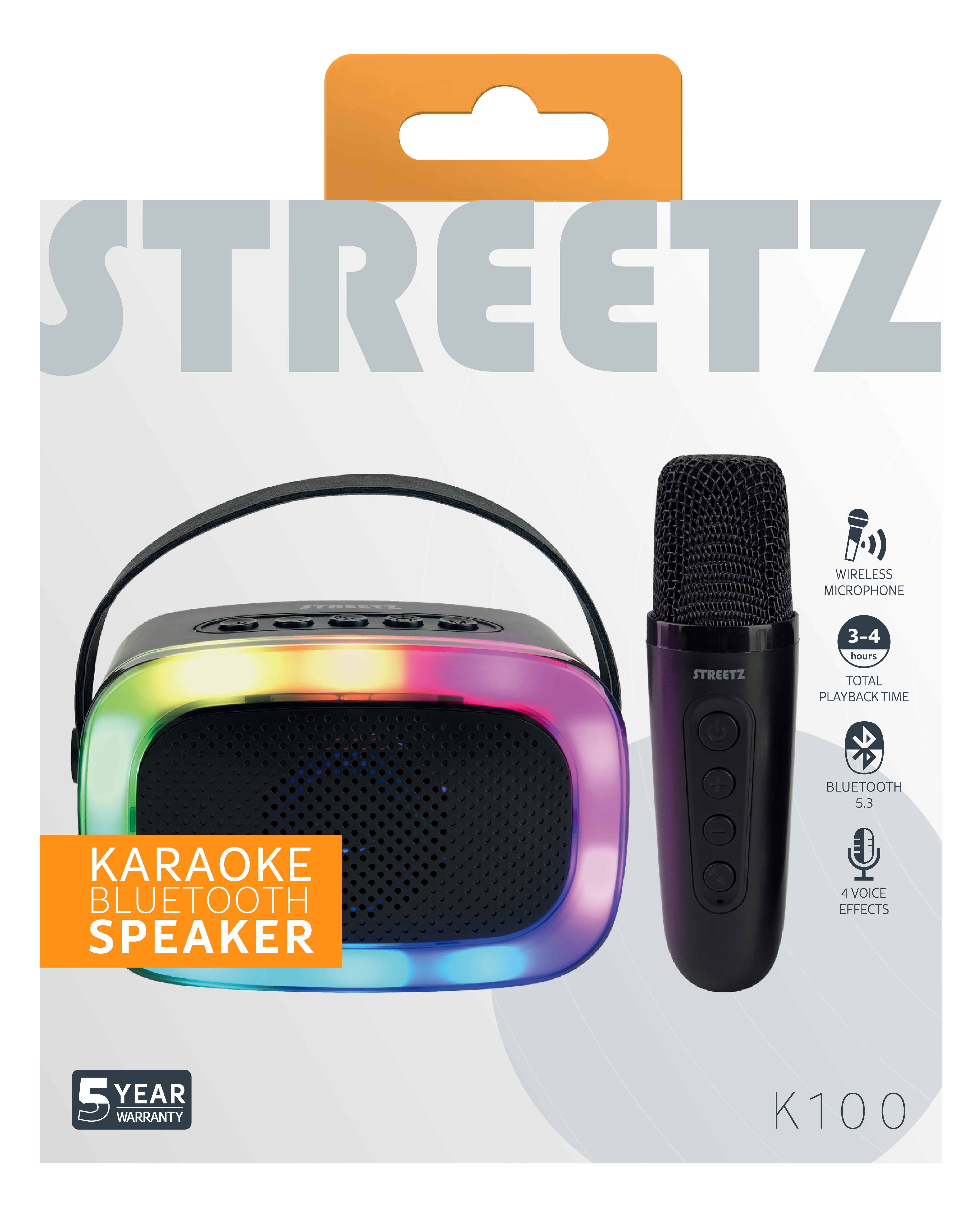 Altavoz de karaoke con micrófono inalámbrico negro