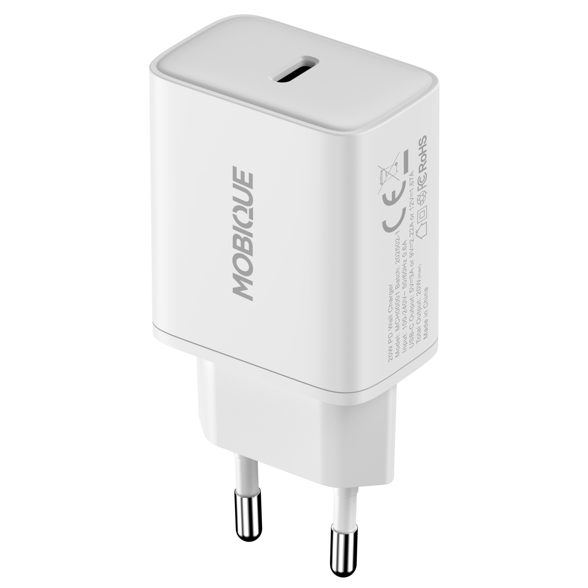 Cargador USB-C 20W PD blanco