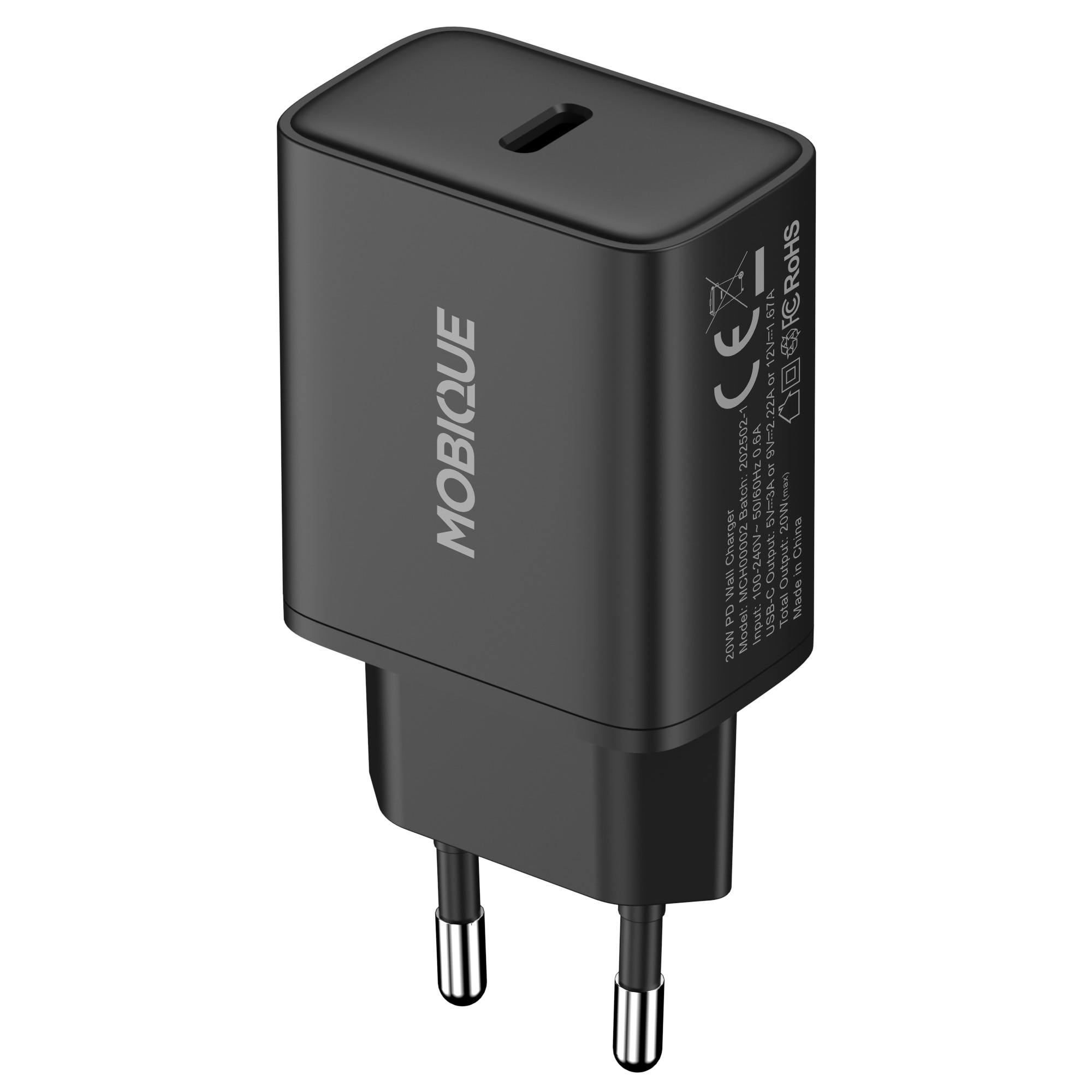 Cargador USB-C 20W PD negro