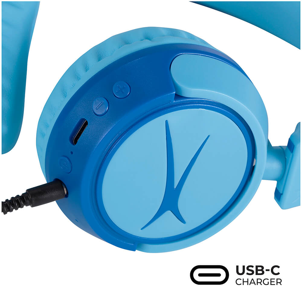 Auriculares inalámbricos On-Ear para niños 2 en 1, azul