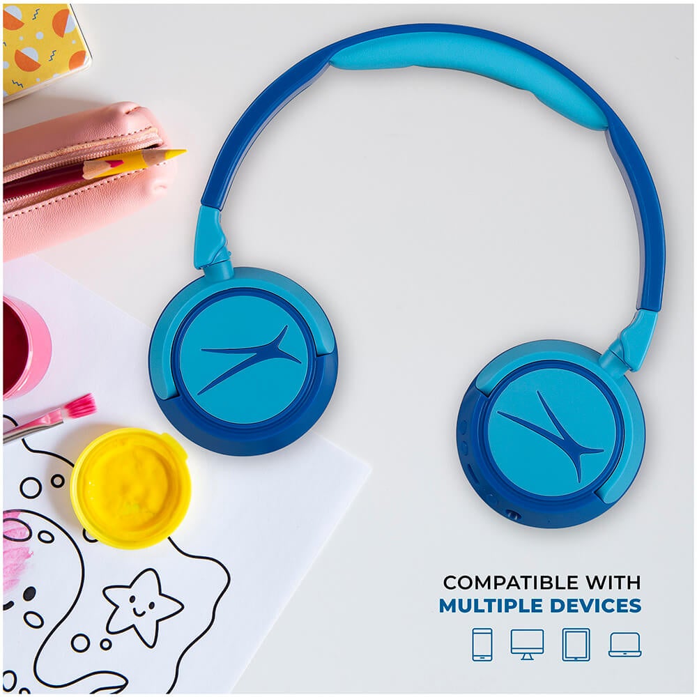 Auriculares inalámbricos On-Ear para niños 2 en 1, azul