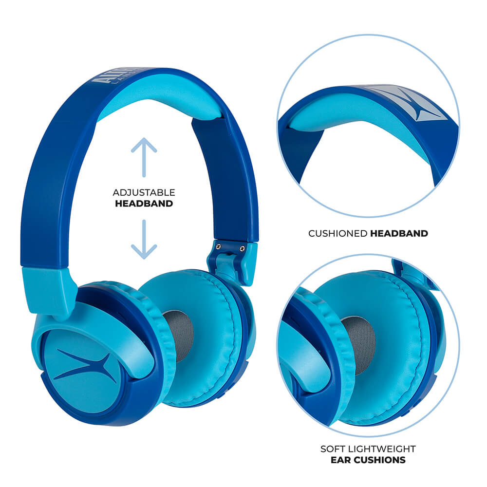 Auriculares inalámbricos On-Ear para niños 2 en 1, azul