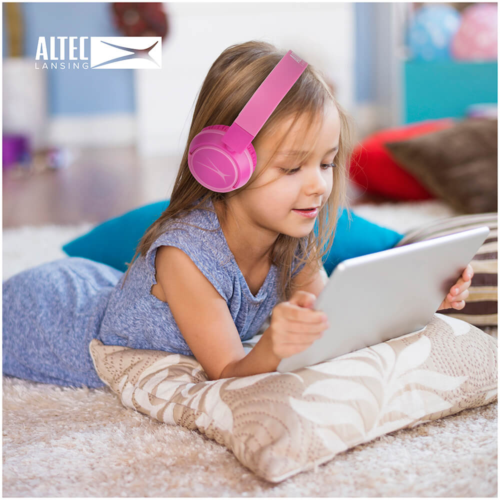 Auriculares inalámbricos On-Ear para niños 2 en 1, rosado