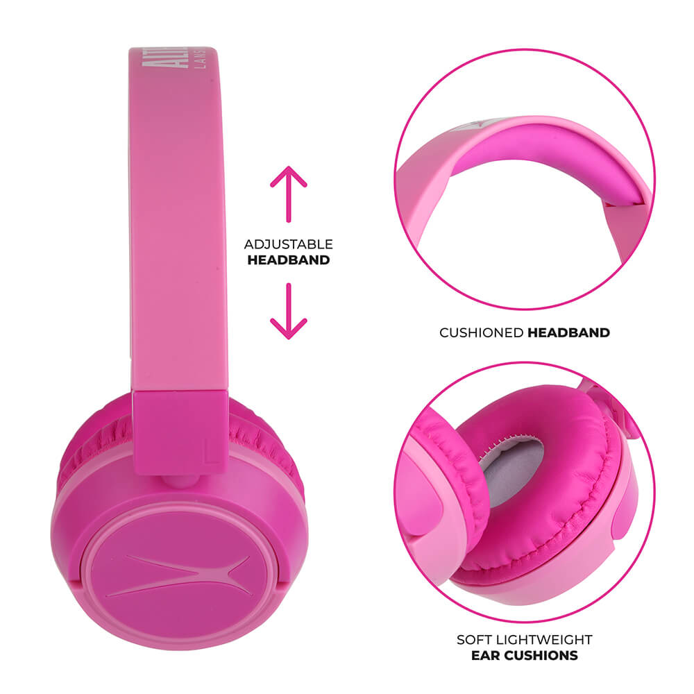 Auriculares inalámbricos On-Ear para niños 2 en 1, rosado