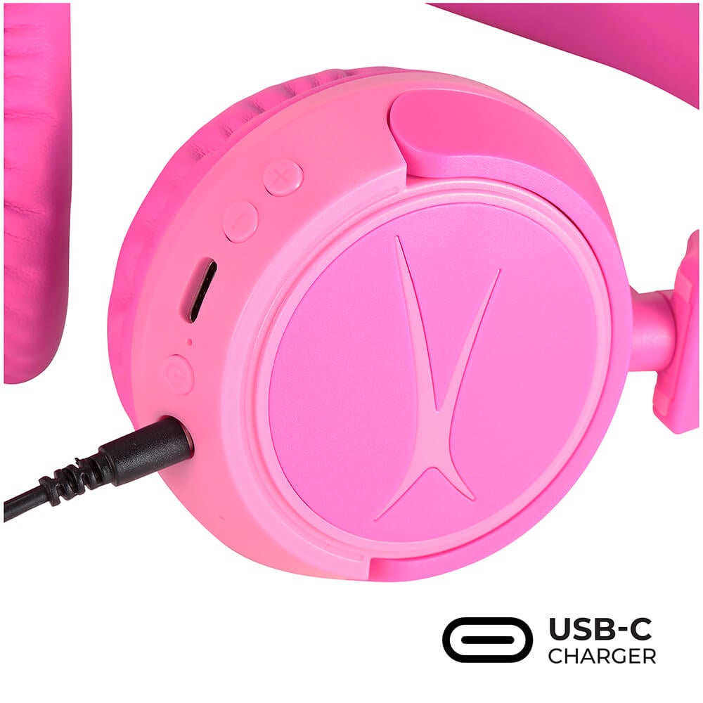 Auriculares inalámbricos On-Ear para niños 2 en 1, rosado