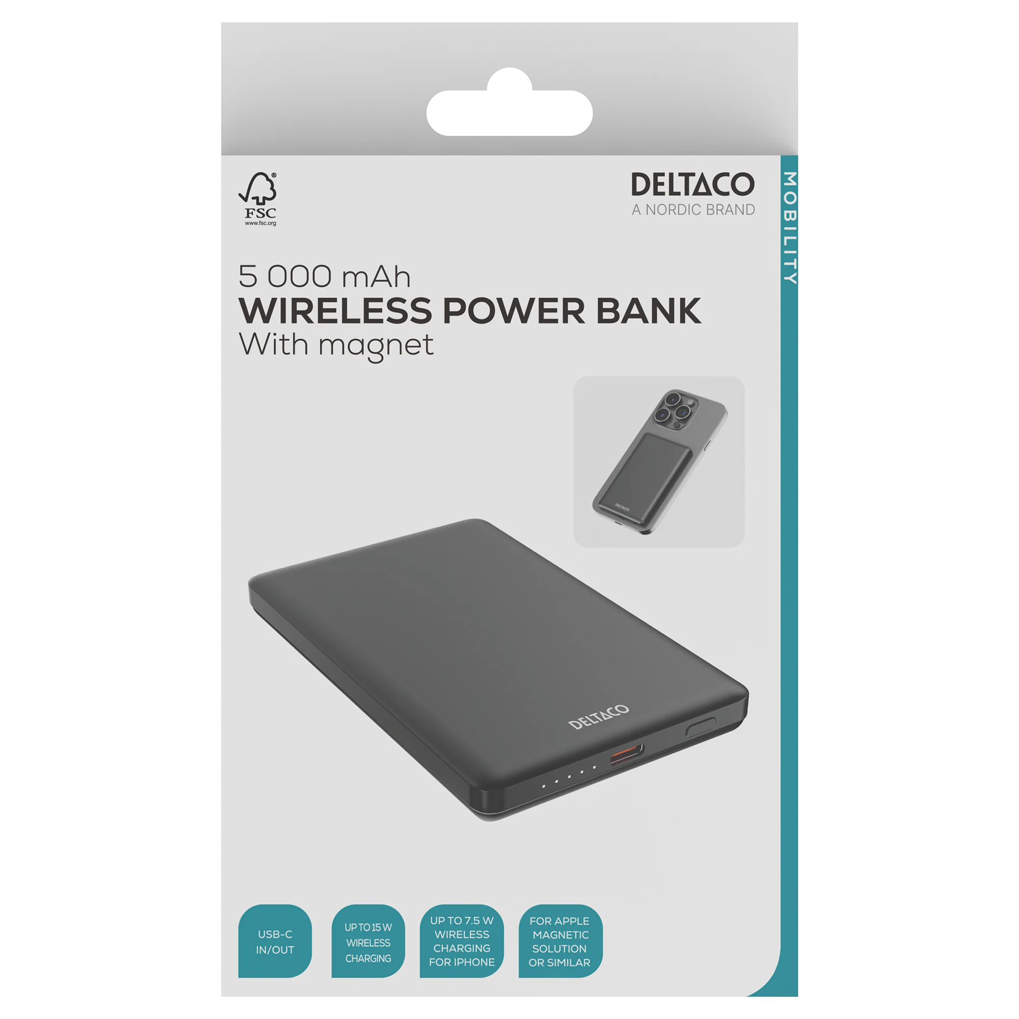 Powerbank inalámbrico MagSafe 5000 mAh negro