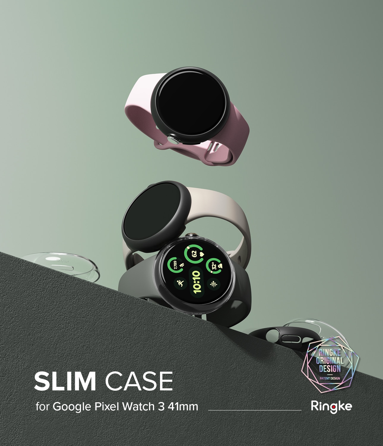 Funda Slim (2 piezas) Google Pixel Watch 3 41mm Matte Black & Clear