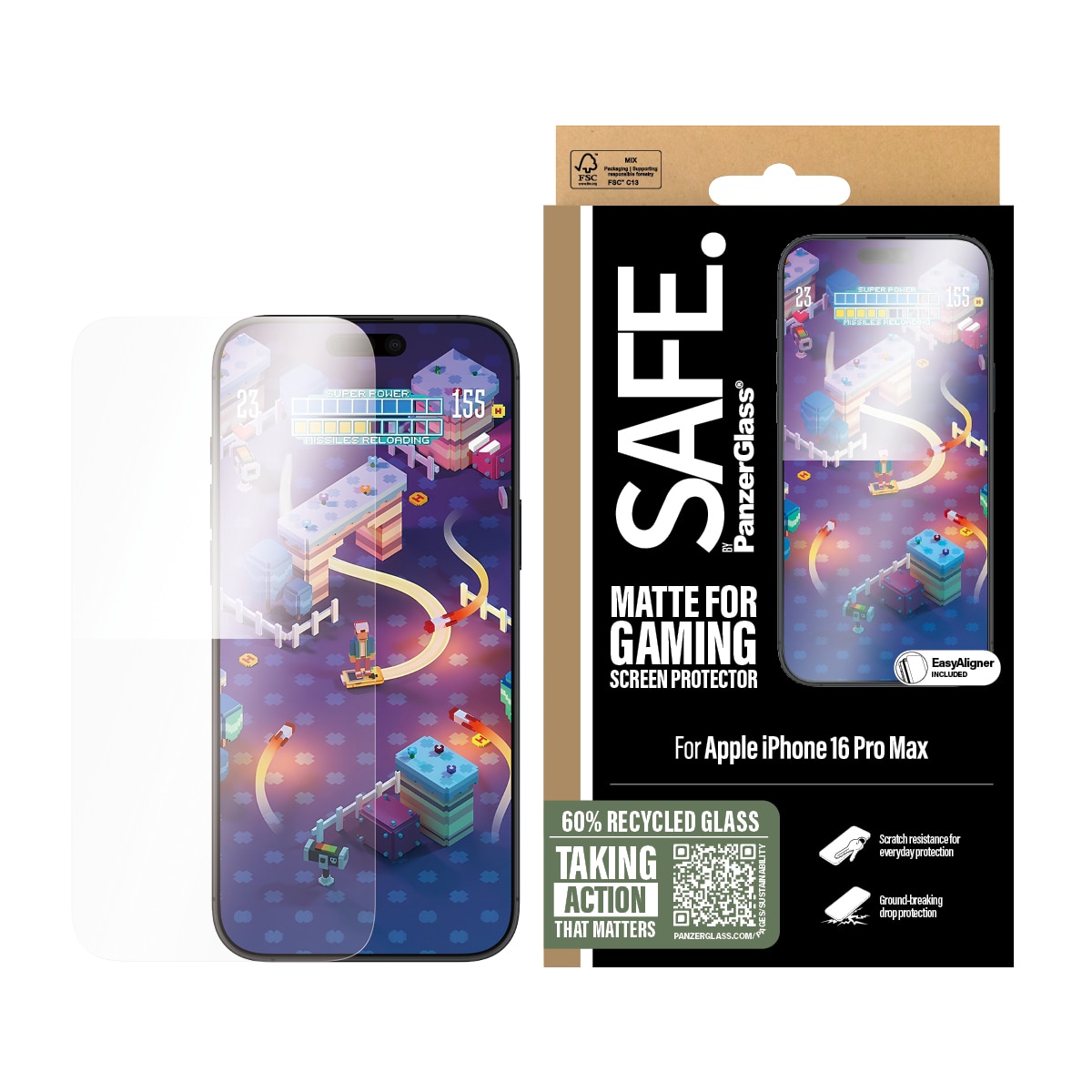 iPhone 16 Pro Max Gaming Screen Protector Ultra Wide Fit (with EasyAligner)