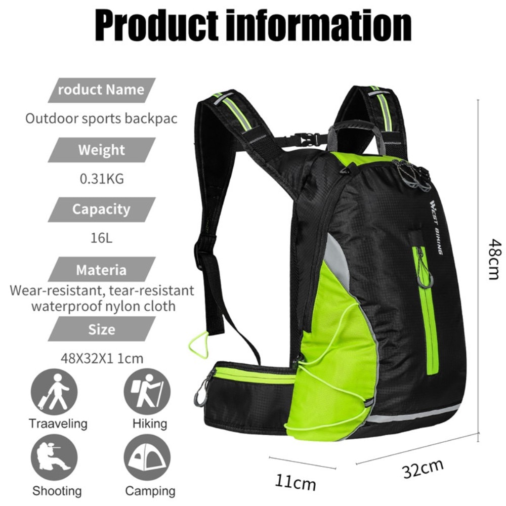 Mochila para correr y andar en bicicleta, verde