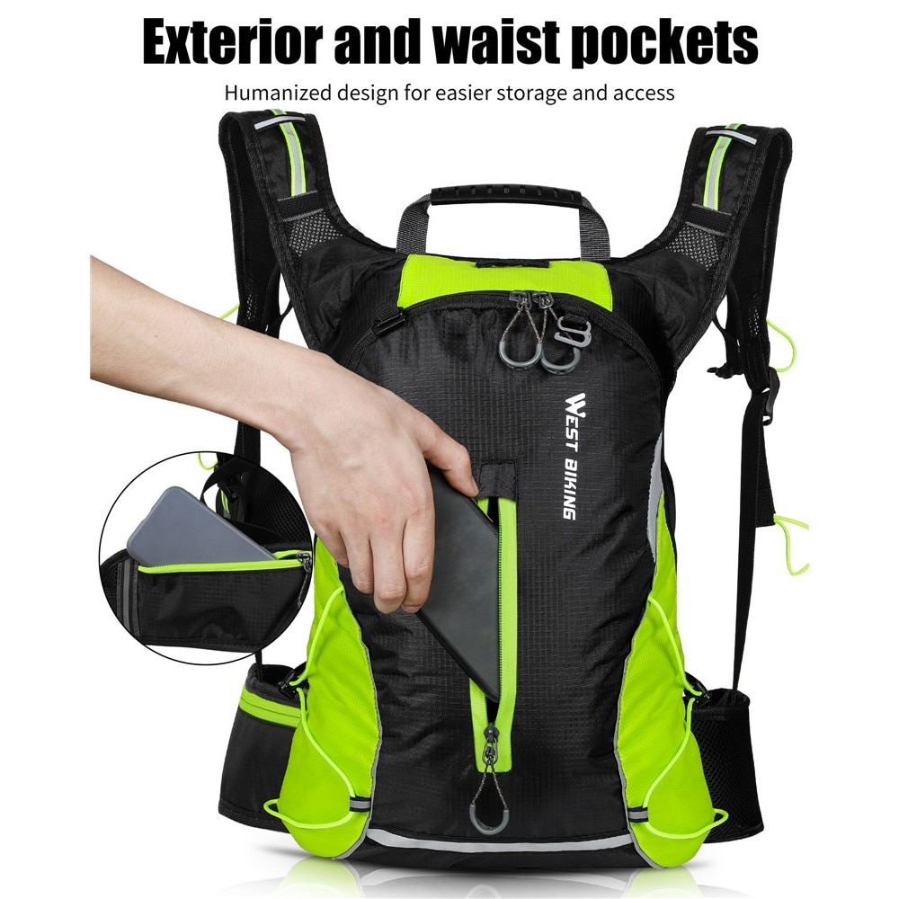 Mochila para correr y andar en bicicleta, verde