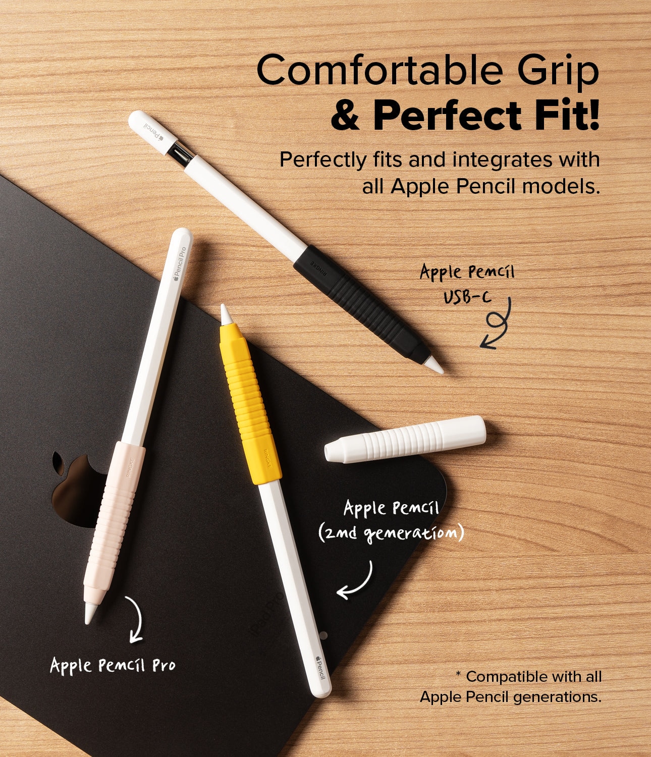 Silicone Grip Holder Apple Pencil negro