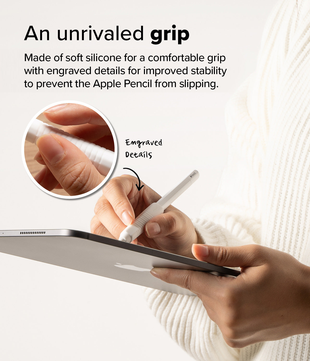 Silicone Grip Holder Apple Pencil blanco