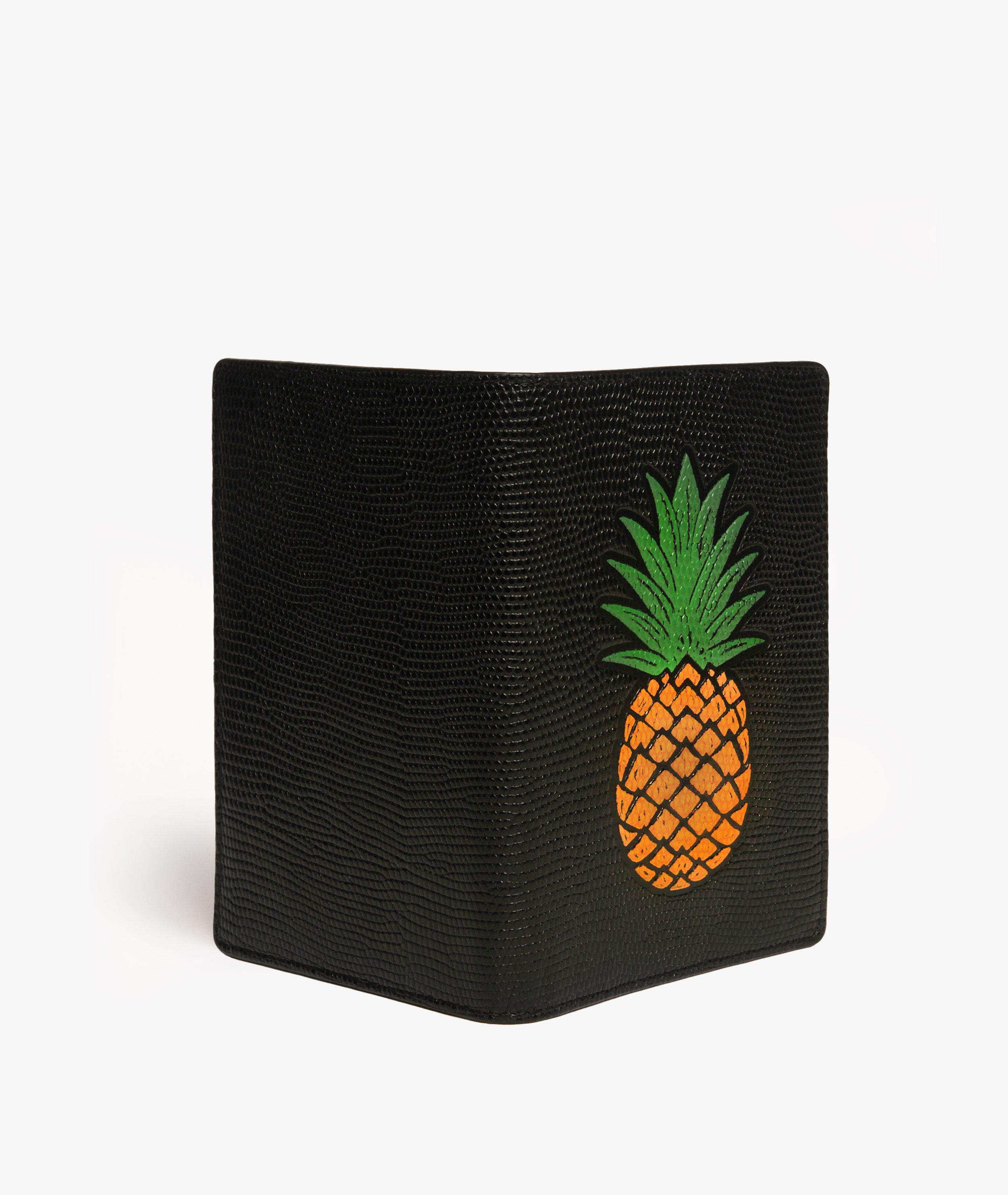 Funda para pasaporte Pineapple Orange Lizard Black